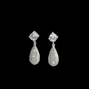 Sterling Silver CZ pave  teardrop earrings NEW